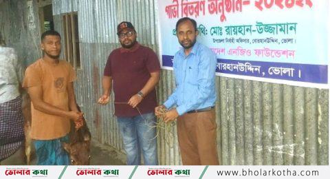 বোরহানউদ্দিনে স্থানীয় উন্নয়ন সংস্থা সানের উদ্যোগে গাভী বিতরণ