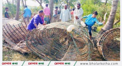 পাঙাশের পোনা নিধনের অবৈধ ফাঁদ উদ্ধার